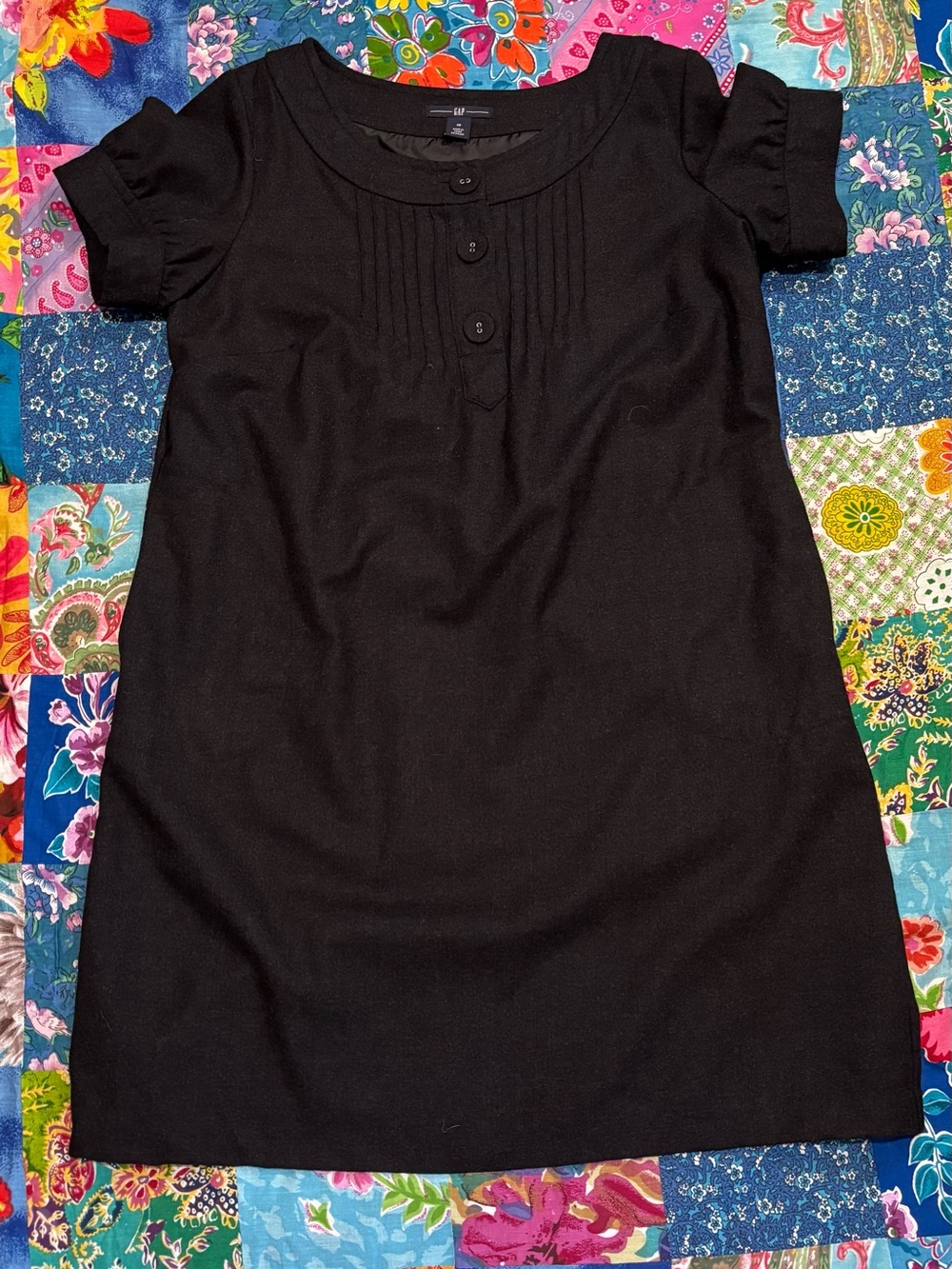GAP wool PINTUCK dress SHORT SLEEVE gray SIZE 12